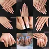 Pregos Falsos 24 Pcs Extensão de Prego 3D Gel Brilhante Falso Nu Branco Francês Artificial Long Square Acrílico Manicure Ferramentas Decorações