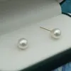 Boucles d'oreilles à clous en or massif naturel 18 carats avec perles d'eau douce de qualité 7 mm Au750