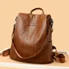 New anti-theft women's backpack fashion casual soft leather women's single shoulder oblique straddle bag large capacity backpack