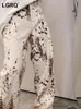 Pantaloni da donna LGRQ Moda Stampa leopardata Pantaloni casual da donna Pantaloni di lusso di alta qualità Coreano Trendy Gamba larga Jeans versatili 19027 230927