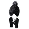 Baby Winter Winter Pom Pom beanie مع قفازات لطيفة تويست أذني ملفوفات قفازات قبعة دافئة الصلبة قبعة من 1-5 سنوات