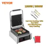 VEVOR Electric Contact Grill Griddle Commercial Panini Press Grill Non-Stick for Outdoor Camping Cooking Sandwiches Steak Meat