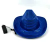 Berretti Spettacolo di danza Festa Jazz Cappello Glitter Paillettes LED Cappellini da cowboy Moda Gioco di ruolo Prop Performance Costume Donna Uomo Cappelli lampeggianti