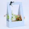 Flower Basket Paper Carton 5pcs Portable Flowers Packing Box Waterproof Florist Fresh flower Carrier Bag In Green Black Pink3109