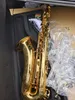 Högkvalitativ gyllene B-platt professionell tenorsaxofon mässing guld pläterad djup gravering fin mönster tenor sax jazz instrument