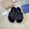 Designer Bont Slippers Dames Wol Harige Slides Platform Slippers Mode Dikke Bodem Sandaal Platte Hakken Geborduurde Vintage Slipper Zachte Muilezels