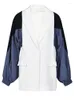 Ternos femininos branco cor-bloco tamanho grande blazer feminino lapela manga longa solto ajuste jaqueta moda maré primavera outono 2023