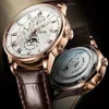Автоматические мужские часы с фазой Луны, механические водонепроницаемые спортивные кожаные наручные часы с датой Montre Homme Wristwatches273d
