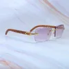 Craved Wood Sonnenbrille Herren Vintage Luxus Carter Sonnenbrille Holzbrille Kleine Diamantschliff Herrendekoration Goldrahmen