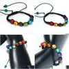 Charm-Armbänder, 7 Chakra-Heilperlen-Armband, Reiki-Gebet, Nce-Perlen-Armbänder, handgefertigte geflochtene Armreifen für Damen und Herren, verstellbar, Je Dhywz