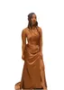 Dubai Arabski rozmiar rozmiarów Sukienki balowa kantar o szyja wysokie bok plisowane platety podłogi formalne noszenie urodziny