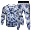 Herrspåriga färgglada slipsfärgade Vortex -mönster Tryckta män Tracksuit Kvinnor Utomhus Casual Clothing Sweatshirt Jogging Pants 2st Set Set