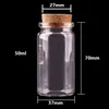 24pcs 37 70 27mm 50ml mini glass تمنيات الزجاجات التي تتمنح قوارير الجرار الصغيرة مع Cork Stopper Wedding Gift235Q