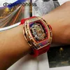 Richardmill Watch Luxury Milles Watch Richards Mile Square Skull Mens Samma utomhuspersonlighet Stor uppringning Vattentät hela automatisk ihålig mekanisk