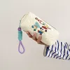 Bolsas de almacenamiento con estampado de dibujos animados para mujer, bolso de cosméticos sencillo para mujer, estuche de lápices portátil suave para chicas universitarias, bolso de mano