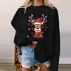 Dameshoodies Hoodless sweatshirt voor damesmode Kerstprint O-hals Casual losse schattige sweatshirts Damestrui