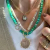 チョーカーopal chrysopraseグリーンオニキスムーンストーンリリートロピカルレインボーシルクノットオープンループネックレスカラフルな天然石ビーズ230927