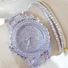 Armbanduhren Bling Damen Armbanduhren Kleid Gold Uhr Frauen Kristall Diamant Edelstahl Silber Uhr Montre Femme AAWristwa1958
