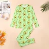 Indumenti da notte da uomo Pigiama di avocado Maschio Frutta Cibo Abbraccio Amore Retro Primavera Maniche lunghe Due pezzi Set di stampa casual Taglia grande 6XL