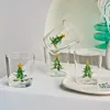 Copos de vinho 300ml Árvore de Natal Design Caneca Bonito Italiano Feito à Mão 3D Copo de Vidro Café Chá Decoração de Casa Presente Ano