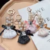 Fashion Dress Keychain Pearl Grape String Personalized Queen Style Car Keychain Ring Bag Pendant