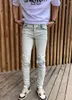 Men's Jeans Arrival Fashion Style Light Color Man Ripped Rhinestone On Knee Slim Stretch Patch Denim Pants Trousers