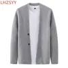 メンズセーターlhzsyyカシミアジャケットメンvneck knit cardigan autumnカジュアルルーズトップユースピュアウールセーター温かい高品質コート230927