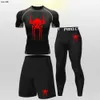 Herrspåriga barn Sätt komprimering Sport Suit Kids MMA Rashguard Boxing Jerseys Kickboxing Muay Thai Shorts Fitness Gym Träningskläder 230927