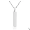 Pendant Necklaces Gold Color Fashion Womens Long Strip Pendant Necklace Stainless Steel Link Chain Jewelry Gift For Lady Girl Jewelry Dhwak