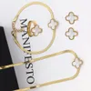 3 colori a quattro fogli di gioielli a trifoglio Set di design Orecchini per braccialetti per braccialetti per branchi catena di gioielli floreali per donna Regalo di Natale del matrimonio