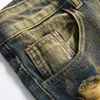 Retro blauwe streetwear heren jeans gescheurde denim broek gat geruïneerd slim-fit rechte nostalgische broek maat 28-40