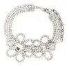 Girocollo L'ultima esagerata collana di cristallo con fiori di grandi dimensioni di lusso, gioielli con catena a clavicola multistrato alla moda da donna