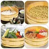 Conjuntos de vajillas Cubo de sushi Bandeja para servir arroz Plato de madera Restaurante redondo Barril de cocina de madera Bibimbap coreano Pallet colgante