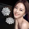 Studörhängen yangfx silver färg zirkon sol blomma för kvinnor japan och korea med fulla diamantsmycken