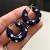 Hoop & Huggie Red Blue Color Metal Small Thick Earrings For Women Dainty Rhinestones Hoops Solid Round Circle309M