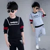 Conjuntos de roupas Crianças Jogger Set Bebê Meninos Treino Carta HoodieElastic Sweatpant Define Zip Completo Com Capuz Criança Tracksuit 4-12 Anos 230927