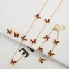 Necklace Earrings Set Luxury Design Geometric Butterfly Shell 5-color Stainless Steel Animal Jewelry High Quality Gift For Women