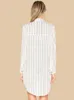 Повседневные платья, полосатое офисное женское сексуальное платье-туника с v-образным вырезом и длинными рукавами для женщин, осень 2023, белая короткая блузка спереди Vestidos Q762