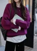 Frauen Pullover Oansatz Winter Casual LOSE Verdickung Warme Gestrickte Top Pullover Grau Grün Übergroßen Für Frauen 2023