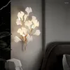 Lâmpada de parede nórdica led ginkgo folha luzes quarto cabeceira para sala estar fundo loft decoração estudo corredor iluminação