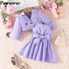 Clothing Sets Prowow 0-4Y Toddler Girls Outfit Fashion Hot Pink Lapel Jacket+Belted Blazer Dress Baby Clothes Kids Dresses 230927