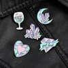 European Diamond Flower Model Brooches Heart Moon Goblet Alloy Collar Pins Unisex Clothes Backpack Anti Light Buckle Badge Jewelry309J