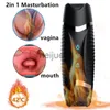 Masturbators Automatic Heating Vibrating Male Masturbator Realistic Vagina Mouth Oral Blowjob Dual Channel Pocket Pussy Men Masturbation Cup x0926