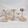 Bakeware Tools 3pcs -5pcs /suit Cake Stand Set Gold Crystal Metal Cupcake Decorations