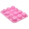 Kuchenwerkzeuge 12-Cavity-Blumen-Silikon-Schokoladenform DIY handgemachte Seifenform Formen Schokoriegel Fondant zum Dekorieren275r