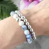 MG1070 Bracelet diffuseur d'agate de feu bleu huile essentielle bijoux d'aromathérapie perle de lave blanche hématite cristal de guérison Breacelet261k