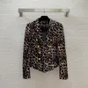 Otoño Multicolor estampado de leopardo Blazers manga larga botones de solapa con muescas prendas de vestir cruzadas abrigos B3G201621