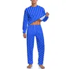 Мужская одежда для сна сине-белая пижама в горошек на каждый день из двух предметов с винтажным узором модные пижамные комплекты мужская ночная рубашка с длинным рукавом с графическим рисунком