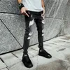 Men's Jeans Fashion Mid Waist Skinny Jeans Men Vintage Distressed Elastic Destroyed Pencil Pants Black Casual Big Ripped Denim Jeans 230927