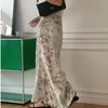 Rokken 2023 Koreaanse Chic Zomer Lange Voor Vrouwen Vintage Olieverfschilderij Gefragmenteerde Bloem Chiffon Sliming Hoge Taille Halve Rok Meisje